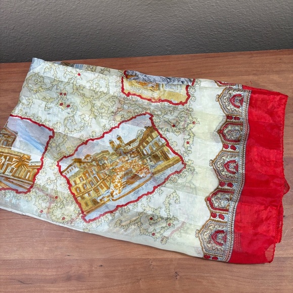 Vintage Italian Silk Scarf with Iconic Landmark Scenes in Italy size 38”x38” - Picture 13 of 16